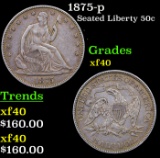 1875-p Seated Half Dollar 50c Grades xf