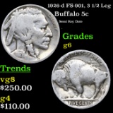 1926-d Buffalo Nickel FS-901 3 1/2 LEG 5c Grades g+