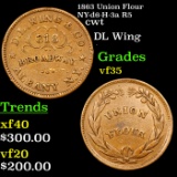 1863 Union Flour Civil War Token NY-d6-H-3a R5 1c Grades vf++