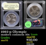 1992-p Olympic Modern Commem Half Dollar 50c Graded ms70, Perfection BY USCG