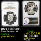 Proof NGC 1974-s Silver Eisenhower Dollar 1 Graded pr69 DCAM By NGC