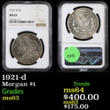 NGC 1921-d Morgan Dollar 1 Graded ms63 By NGC