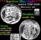 ***Auction Highlight*** 1943-d Mercury Dime TOP POP! 10c Graded ms68+ fsb By SEGS (fc)