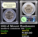 1991-d Mount Rushmore Modern Commem Half Dollar 50c Graded ms70, Perfection BY USCG