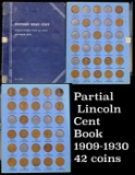 Partial Lincoln Cent Book 1909-1930 42 coins