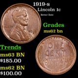 1919-s Lincoln Cent 1c Grades Select Unc BN