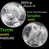 1923-p Peace Dollar $1 Grades GEM Unc