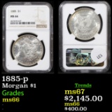 NGC 1885-p Morgan Dollar 1 Graded ms66 By NGC