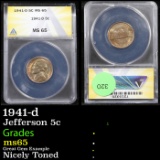ANACS 1941-d Jefferson Nickel 5c Graded ms65 By ANACS