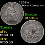 1858-s Seated Half Dollar 50c Graded xf details