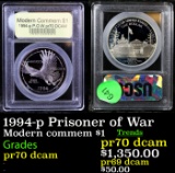 Proof 1994-p Prisoner of War Modern Commem Dollar $1 Graded GEM++ Proof Deep Cameo By USCG