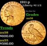 1911-p Gold Liberty Quarter Eagle $2 1/2 Grades Choice AU/BU Slider
