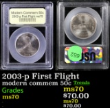 2003-p First Flight Modern Commem Half Dollar 50c Graded ms70, Perfection By USCG