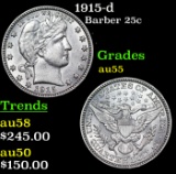 1915-d Barber Quarter 25c Grades Choice AU