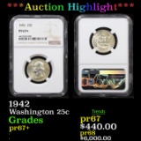 Proof ***Auction Highlight*** NGC 1942 Washington Quarter 25c Graded pr67+ By NGC (fc)