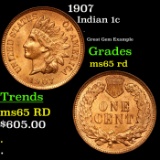 1907 Indian Cent 1c Grades GEM Unc RD