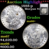 ***Auction Highlight*** 1888-p Morgan Dollar $1 Graded ms66+ By SEGS (fc)