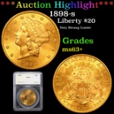 ***Auction Highlight*** 1898-s Gold Liberty Double Eagle 20 Graded ms63+ By SEGS (fc)
