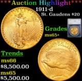 ***Auction Highlight*** 1911-d Gold St. Gaudens Double Eagle $20 Graded ms65+ By SEGS (fc)