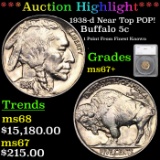 ***Auction Highlight*** 1938-d Buffalo Nickel Near Top POP! 5c Graded ms67+ By SEGS (fc)