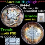 ***Auction Highlight*** 1944-d Mercury Dime 10c Graded ms68 fsb By SEGS (fc)