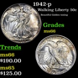 1942-p Walking Liberty Half Dollar 50c Grades GEM+ Unc