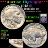 ***Auction Highlight*** 1918-d Buffalo Nickel 5c Graded Select Unc By USCG (fc)