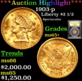 ***Auction Highlight*** 1903-p Gold Liberty Quarter Eagle 2.5 Graded GEM+ Unc By USCG (fc)