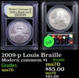 2009-p Louis Braille Modern Commem Dollar $1 Graded ms70, Perfection BY USCG
