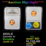 ***Auction Highlight*** NGC 1955-d Lincoln Cent 1c Graded ms66 rd By NGC (fc)