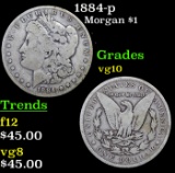 1884-p Morgan Dollar $1 Grades vg+