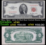 *Star Note* 1953 $2 Red Seal United States Note Grades xf
