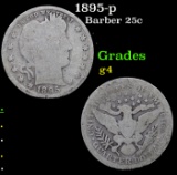 1895-p Barber Quarter 25c Grades g, good