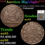 ***Auction Highlight*** 1787 Fugio cent States United, 4 Cinq 1c Graded au53 by SEGS (fc)
