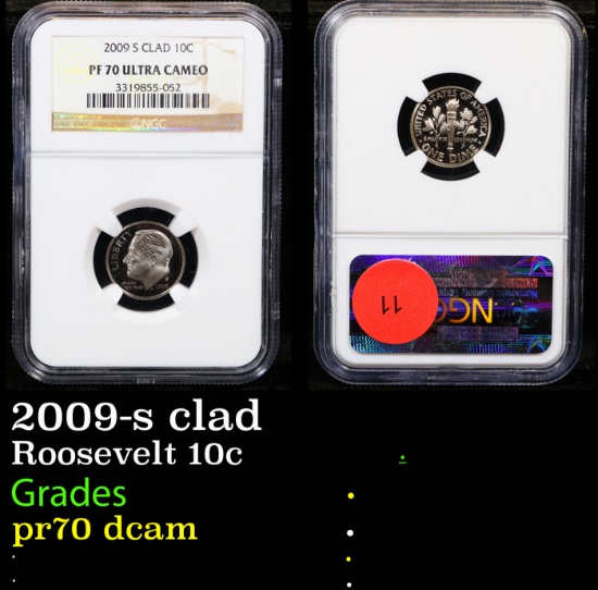 Proof NGC 2009-s clad Roosevelt Dime 10c Graded pr70 dcam By NGC