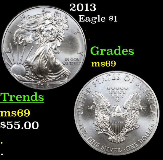 2013 Silver Eagle Dollar $1 Grades ms69