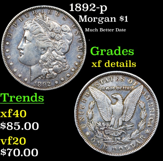 1892-p Morgan Dollar $1 Grades xf details