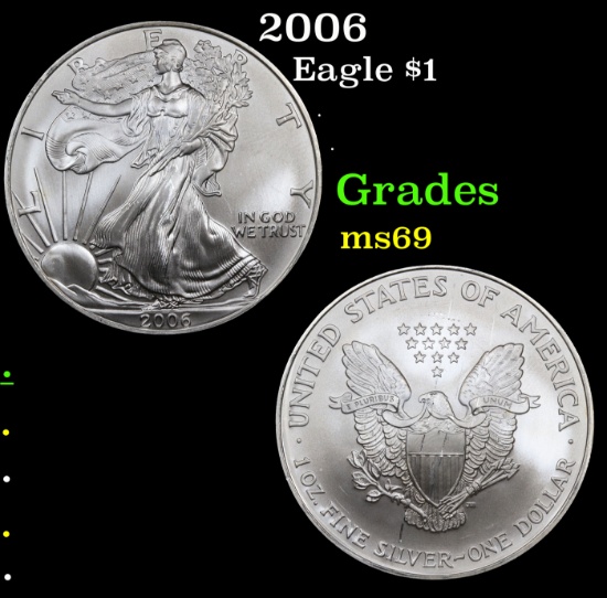 2006 Silver Eagle Dollar $1 Grades ms69