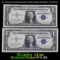 2x Consecutive Serial Number 1957B $1 Blue Seal Silver Certificate  Grades Gem CU