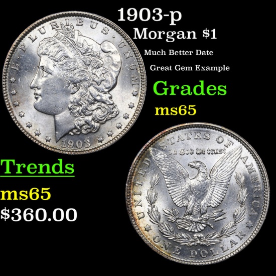 1903-p Morgan Dollar 1 Grades GEM Unc