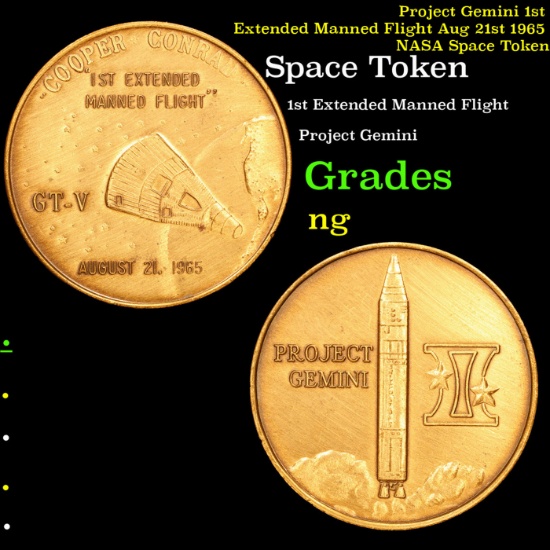Project Gemini 1st Extended Manned Flight Aug 21st 1965 NASA Space Token Grades ng