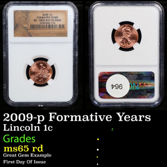 NGC 2009-p Formative Years Lincoln Cent 1c Graded ms65 rd By NGC