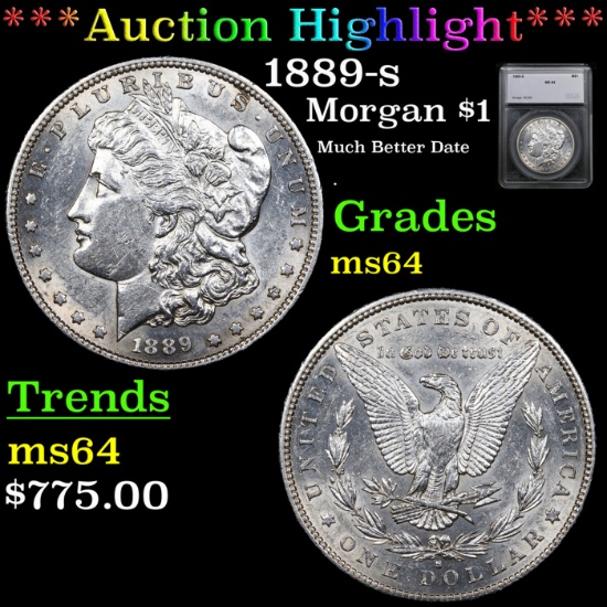 ***Auction Highlight*** 1889-s Morgan Dollar 1 Graded ms64 By SEGS (fc)