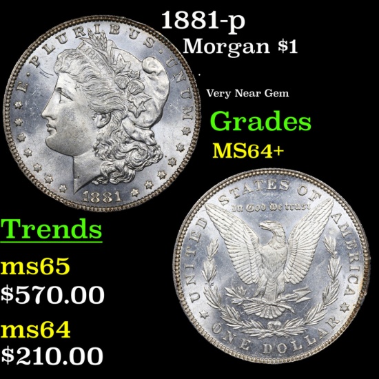 1881-p Morgan Dollar 1 Grades Choice+ Unc