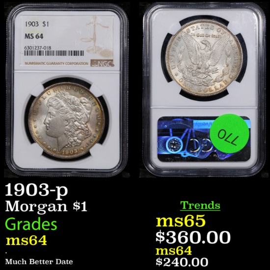 NGC 1903-p Morgan Dollar 1 Graded ms64 By NGC