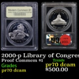 Proof 2000-p Library of Congress Modern Commem Dollar $1 Graded GEM++ Proof Deep Cameo By USCG