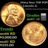 1936-p Lincoln Cent Near TOP POP! 1c Grades GEM++ RD by SEGS