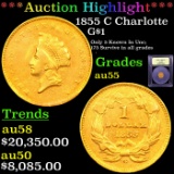 ***Auction Highlight*** 1855 C Gold Dollar Charlotte $1 Graded Choice AU By USCG (fc)