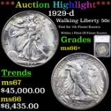 ***Auction Highlight*** 1929-d Walking Liberty Half Dollar 50c Graded ms66+ By SEGS (fc)