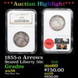 ***Auction Highlight*** NGC 1855-o Seated Half Dollar Arrows 50c Graded au58 By NGC (fc)